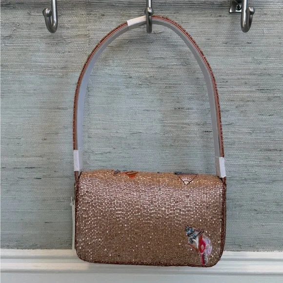 NWT new Anthropologie Fiona beaded sea shell seashell Tan Shoulder Bag purse - Picture 11 of 17